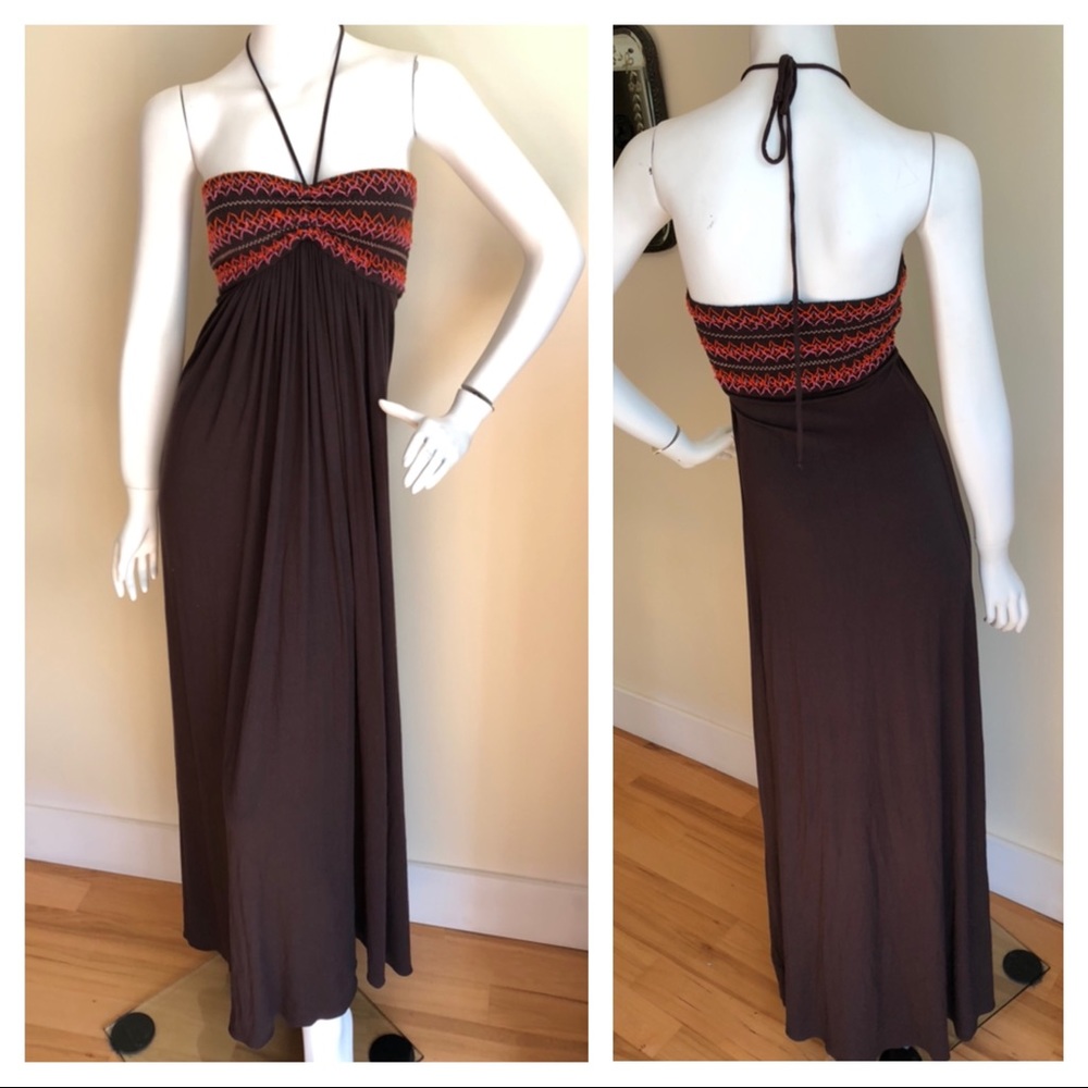 NEW Sky embroidered halter maxi dress